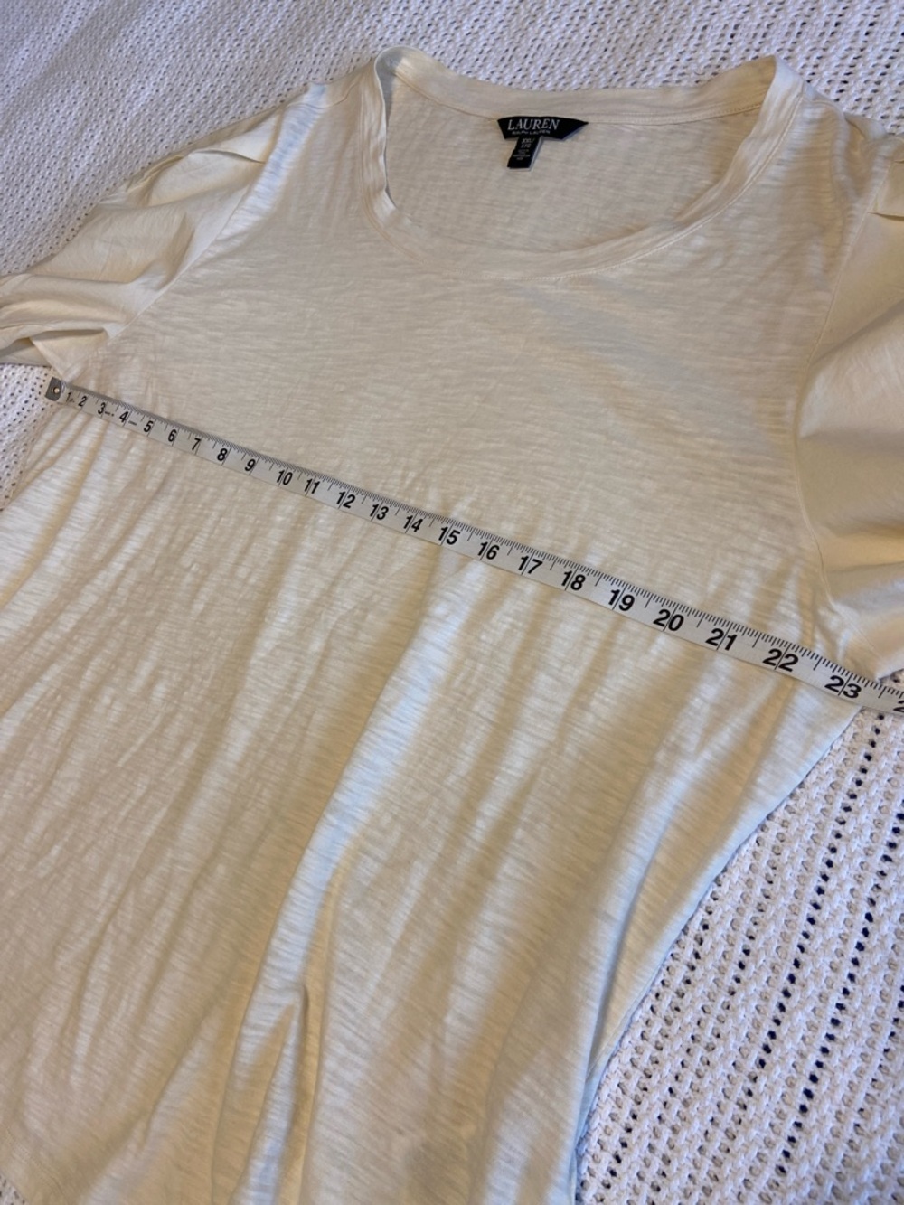 Lauren Ralph Lauren Black Tag women's cotton blend cream media puff sleeve XXL - Picture 12 of 12